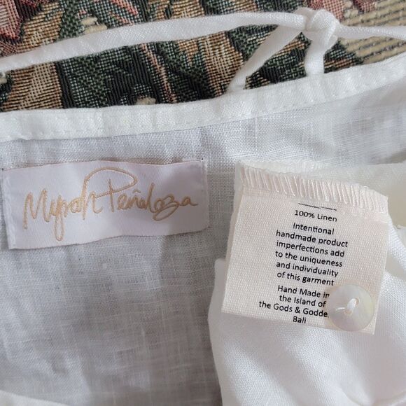 Myrah Penaloza Romper Womens OS White 100% Linen Sleeveless Pleated Playsuit - Picture 11 of 13